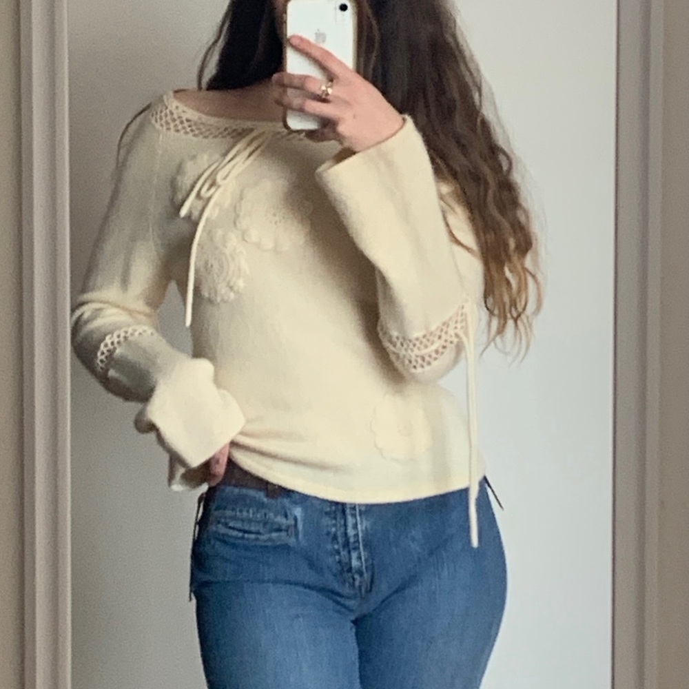 Lambswool Knitted Crochet Sweater